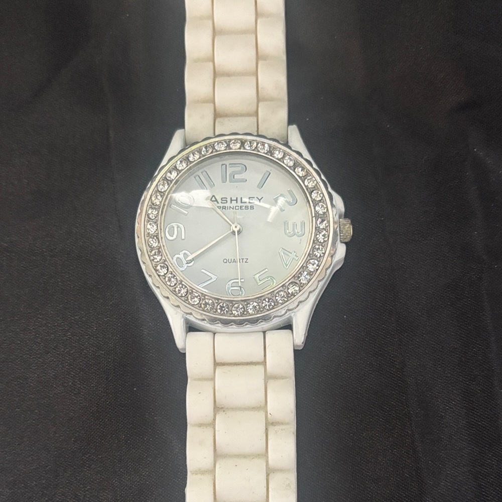 Ashley Princess White Crystal Bezel Quartz Watch